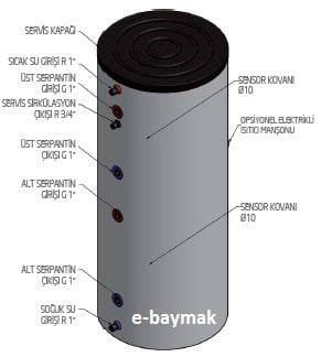 Baymak 200 litre çift serpantinli boyler