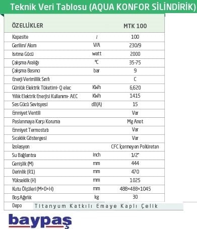 Baymak 100 lt termosifon özellikler