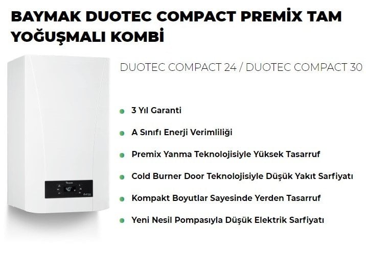 Baymak Duotec compact 30 kw yoğuşmalı kombi