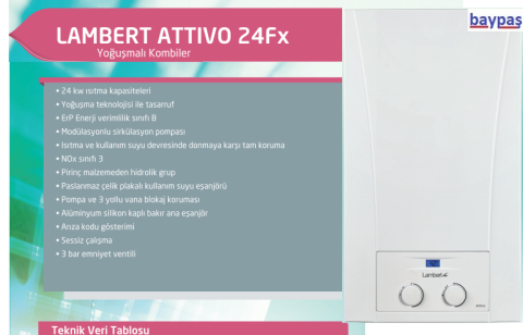 Lambert Attivo 24 Kw Yoğuşmalı kombi